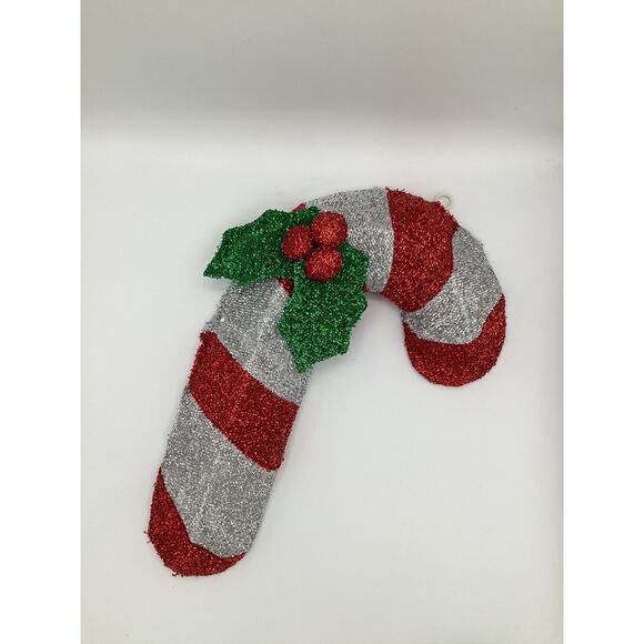 15" Christmas Holiday Tinsel Lighted Candy Cane Yard Door Window Display Decor - Picture 3 of 5